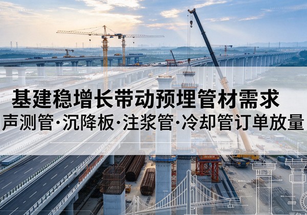 磐安基建稳增长带动预埋监测管材需求，声测管、沉降板、注浆管订单持续放量
